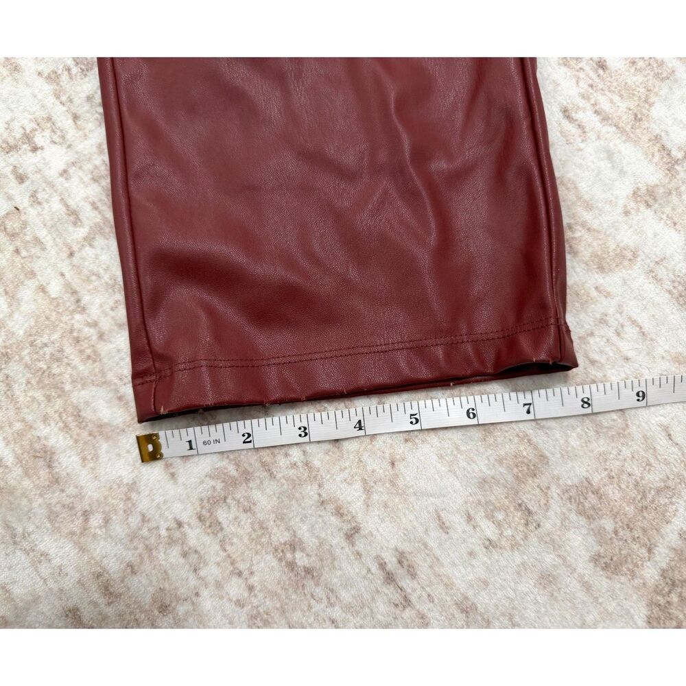Who What Wear Burgundy Faux Leather High Rise Pleated Tapered Trousers Size 4 - Picture 8 of 8